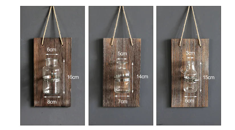 Wooden Hydroponic Wall Vase Decor
