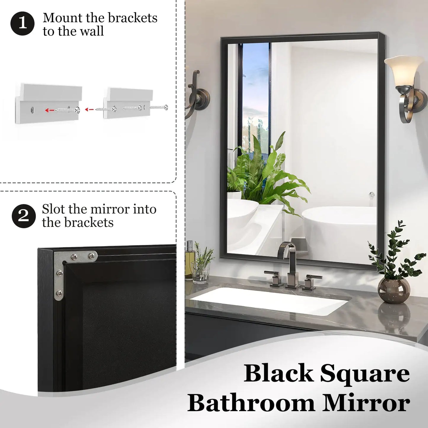 Gloss Black Bathroom Mirror