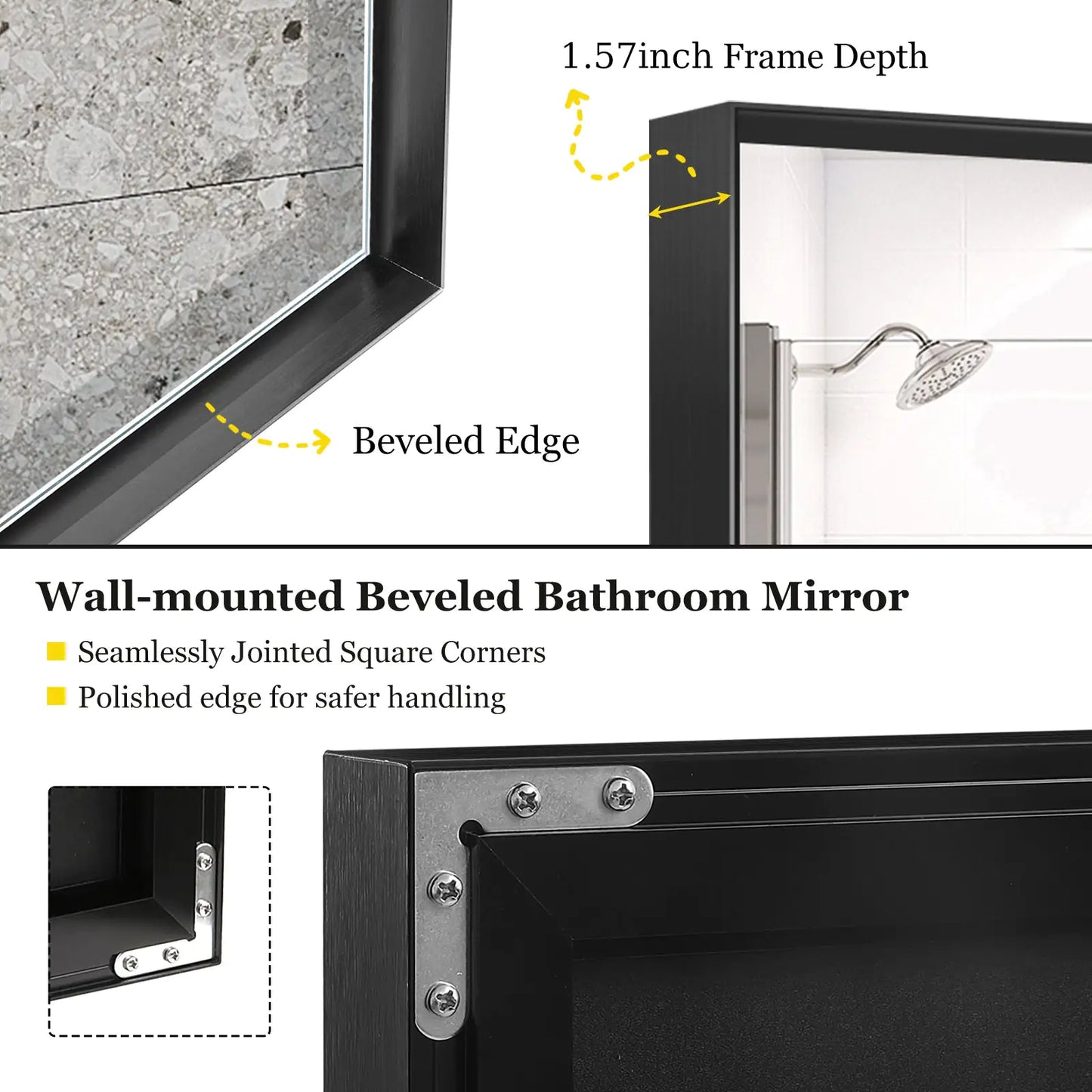 Gloss Black Bathroom Mirror
