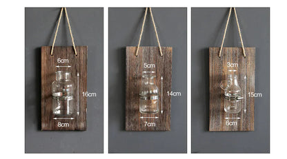 Wooden Hydroponic Wall Vase Decor