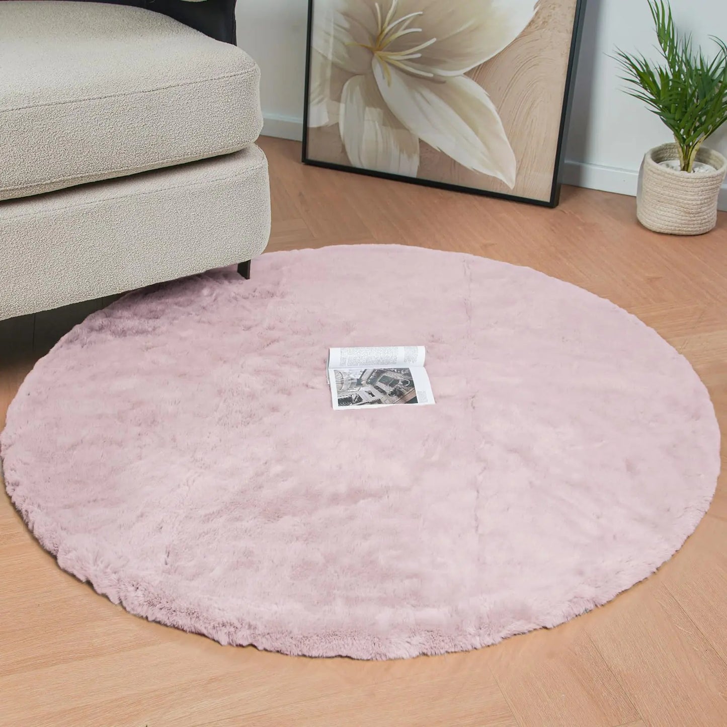 Pink Boho Fluffy Fur Rug