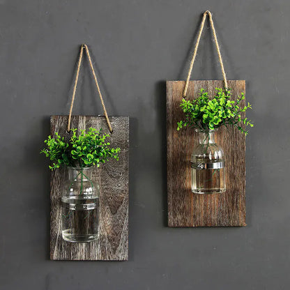Wooden Hydroponic Wall Vase Decor