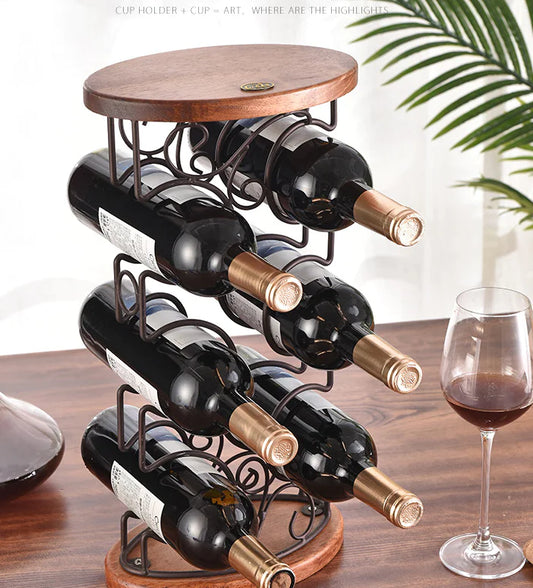 Wooden Wrought Wine Rack